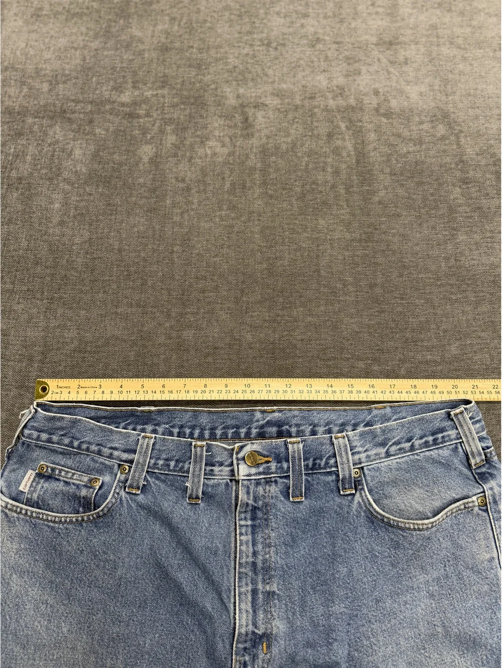 Carhartt Light Blue Straight Leg Jeans with Paint Stains